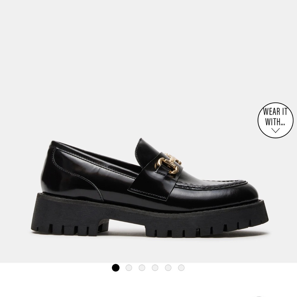 Steve Madden Lando Black Loafers with Gold Accent